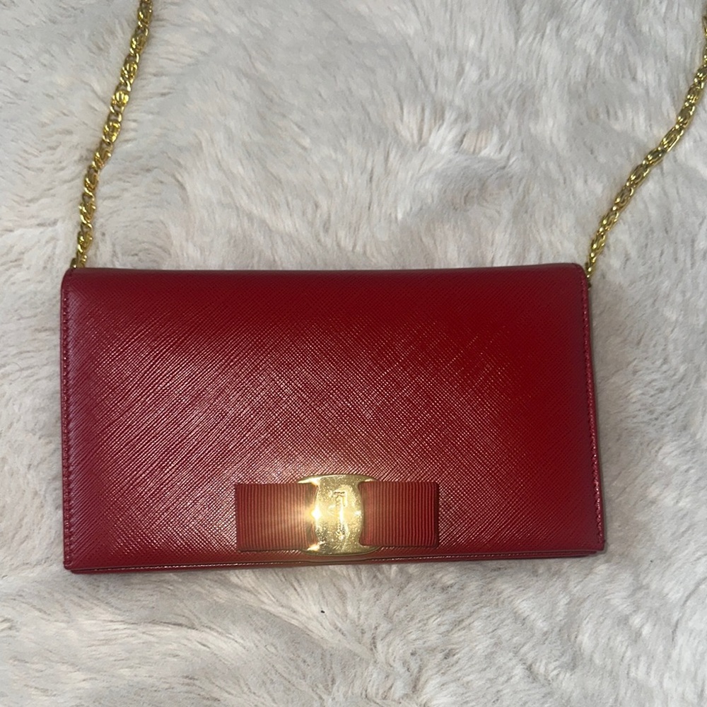 Salvatore Ferragamo authentic Red Leather Shoulder Bag
